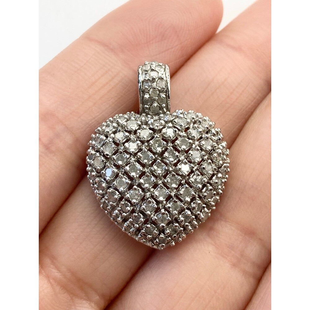 925 sterling silver genuine diamond heart pendant